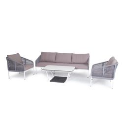 "Канны" лаунж-зона 5-местная плетеная из роупа (веревки), цвет серый