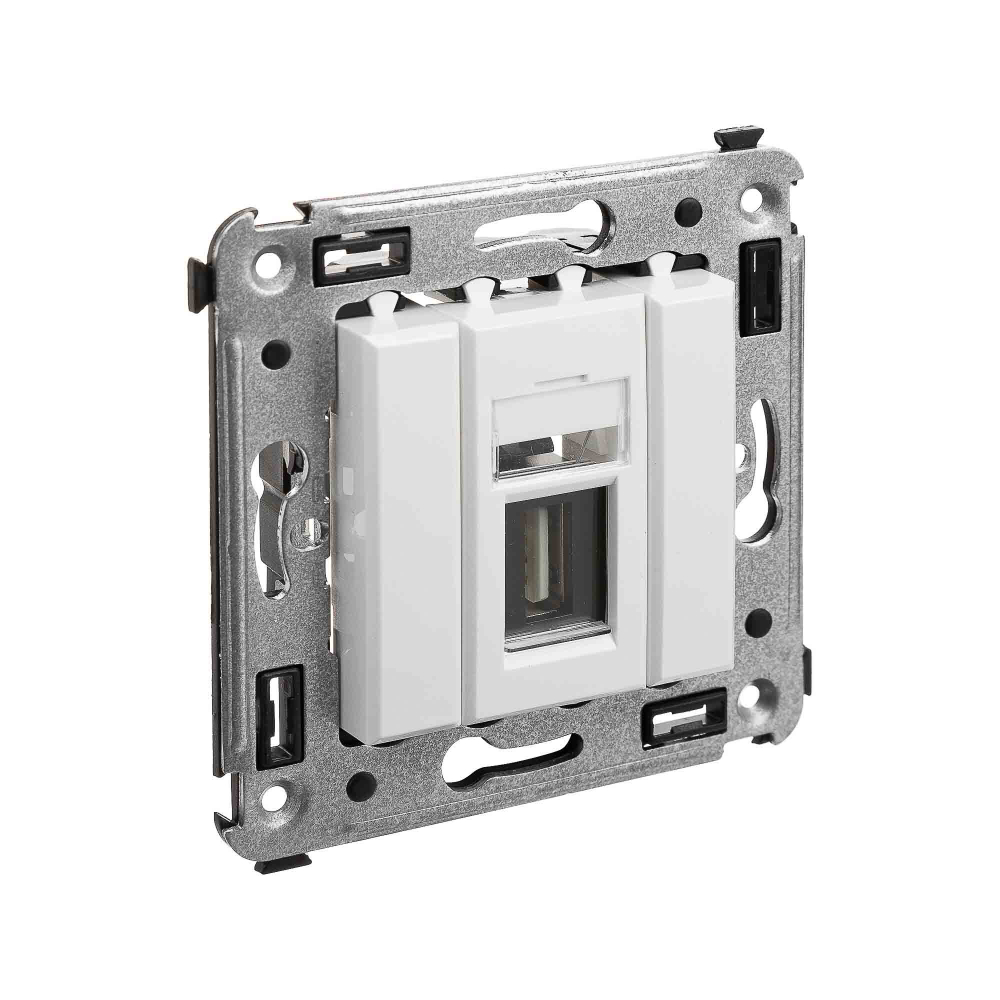 USB 2.0 розетка одинарная в стену, тип А-А, "Avanti", "Белое облако"