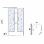 Душевая кабина Мономах XL Б/К 90x90x44 С МЗ 10000012110 стекло прозрачное с рисунком мозаика/профиль хром
