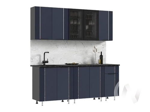 Кухня Виктория 2;0м (графит/пластер индиго/кастилло темный)