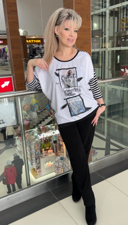 Комбинированная туника с "экранами" и полоской