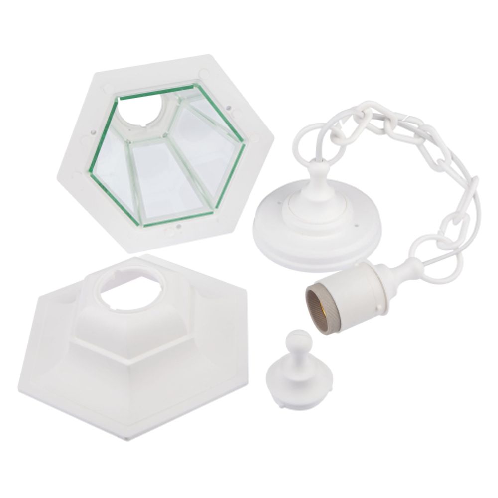 Садово-парковый светильник ЭРА НСУ 06-60-001 белый 6 гранный подвесной IP44 Е27 max60Вт