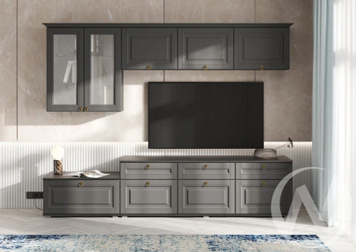 Гостиная Престиж 1 (графит/графит структурный) Вариант №4