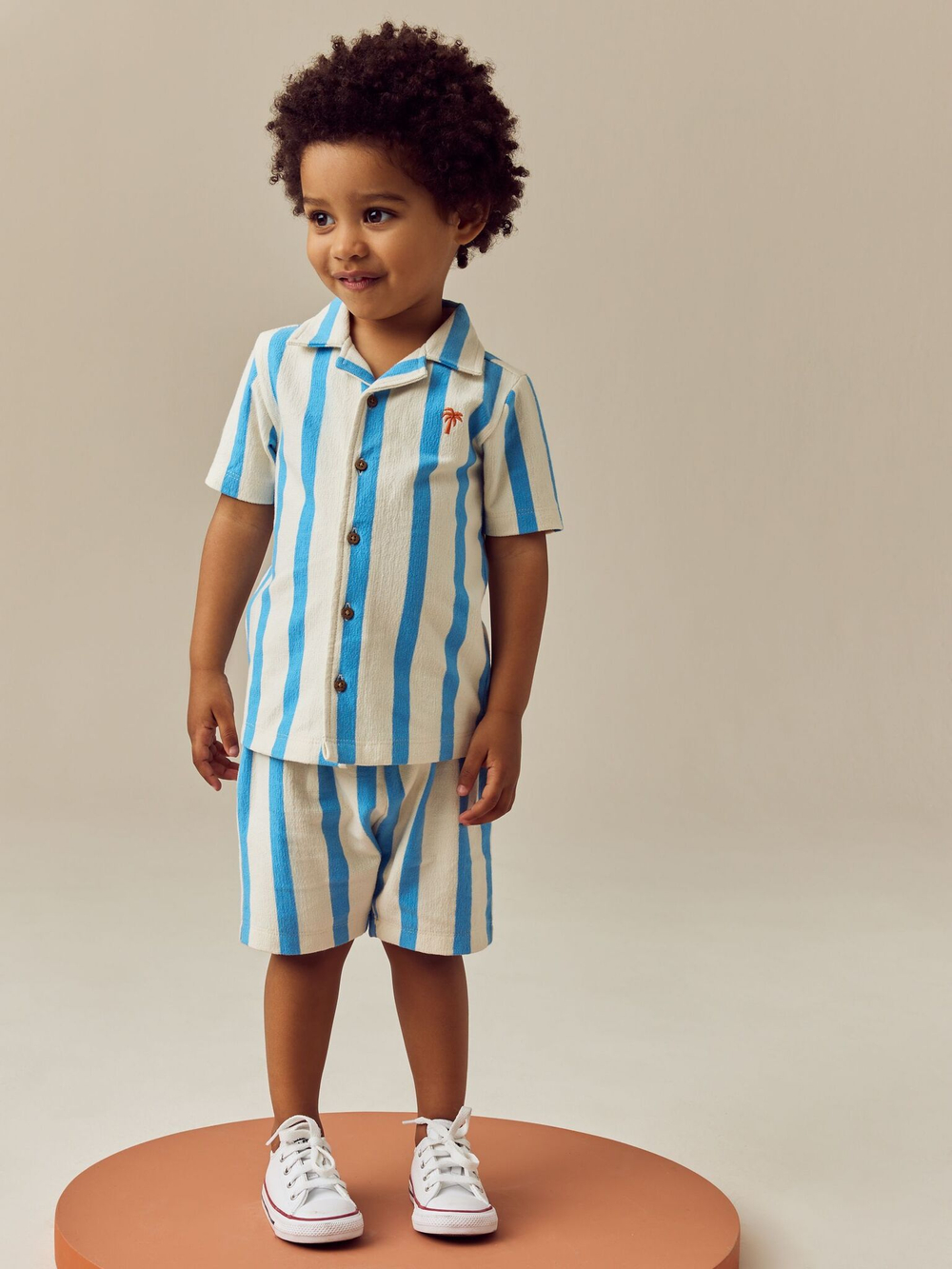 Рубашка с коротким рукавом и шорты в комплекте для мальчика Next E63-609, Синий, Кремовый