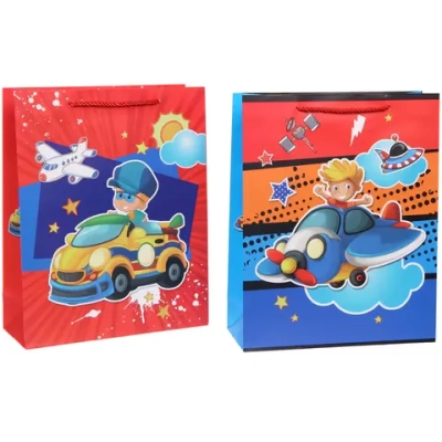 Пакет подарочный «Весёлый транспорт» 26*32*10 см, микс