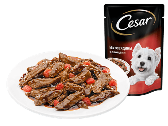 Cesar из говядины с овощами, пауч 85 гр