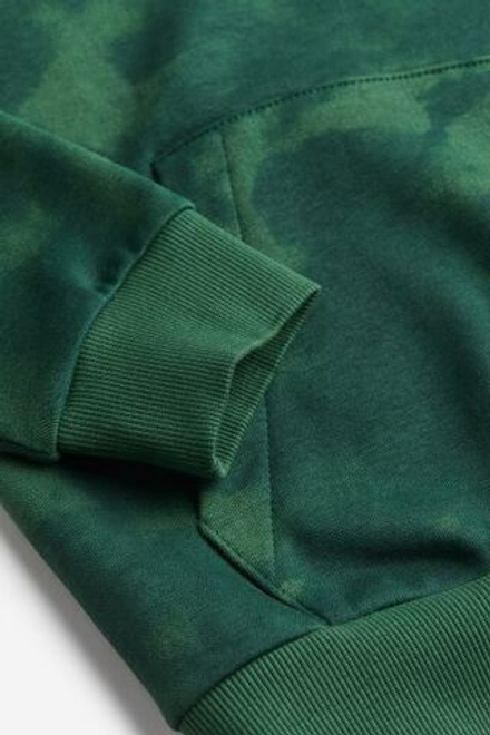 H&M Толстовка с принтом и капюшоном, темно-зеленый