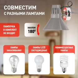 Настольный светильник ЭРА N-121-E27-40W-GY Е27 на струбцине серый