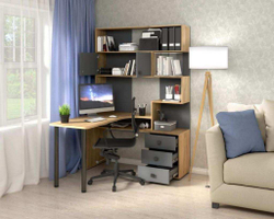 Стол Компьютерный СК-10 ЛЕВЫЙ Дуб крафт/Графит