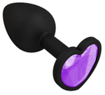 Черная силиконовая пробка с лиловым кристаллом - 7,3 см.