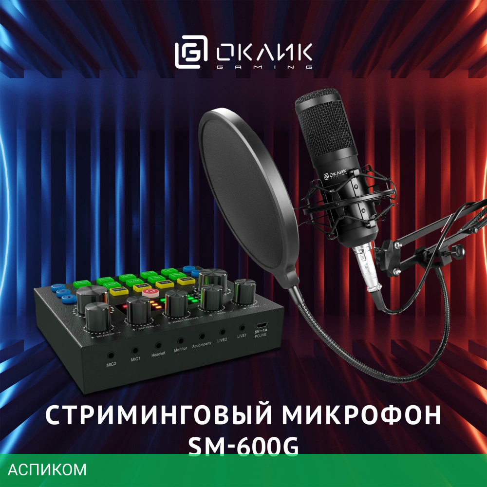Микрофон Oklick SM-600G черный (1796784)