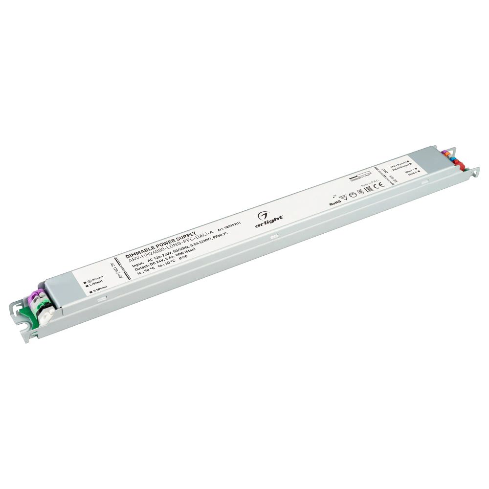Блок питания ARV-UH24080-LONG-PFC-DALI-A (24V, 3.4A, 80W) (Arlight, IP20 Металл, 7 лет) 028357(1)