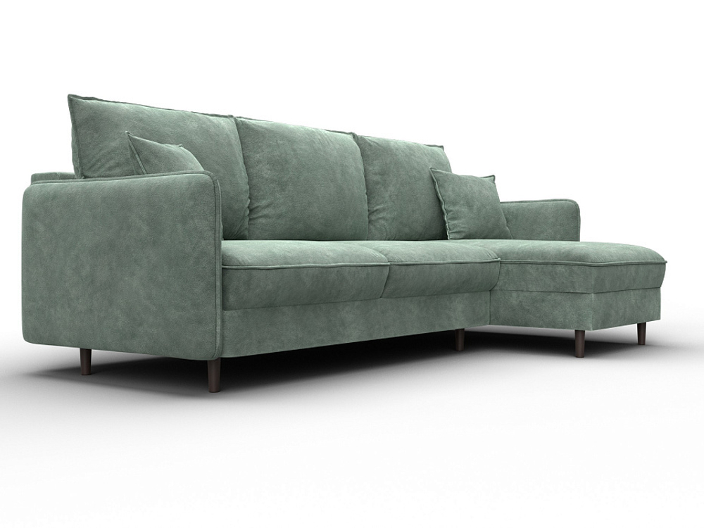 Диван угловой Лига-064 НПБ угол универсальный ВЕЛЮР BRUT 08 зеленый