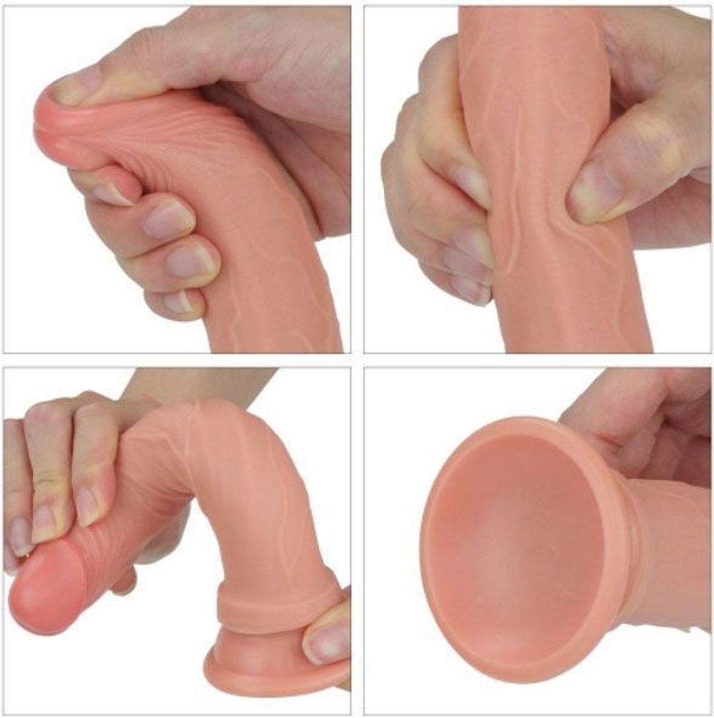 Реалистичный фаллоимитатор на присоске - 18,5 см. (Цвет: телесный)