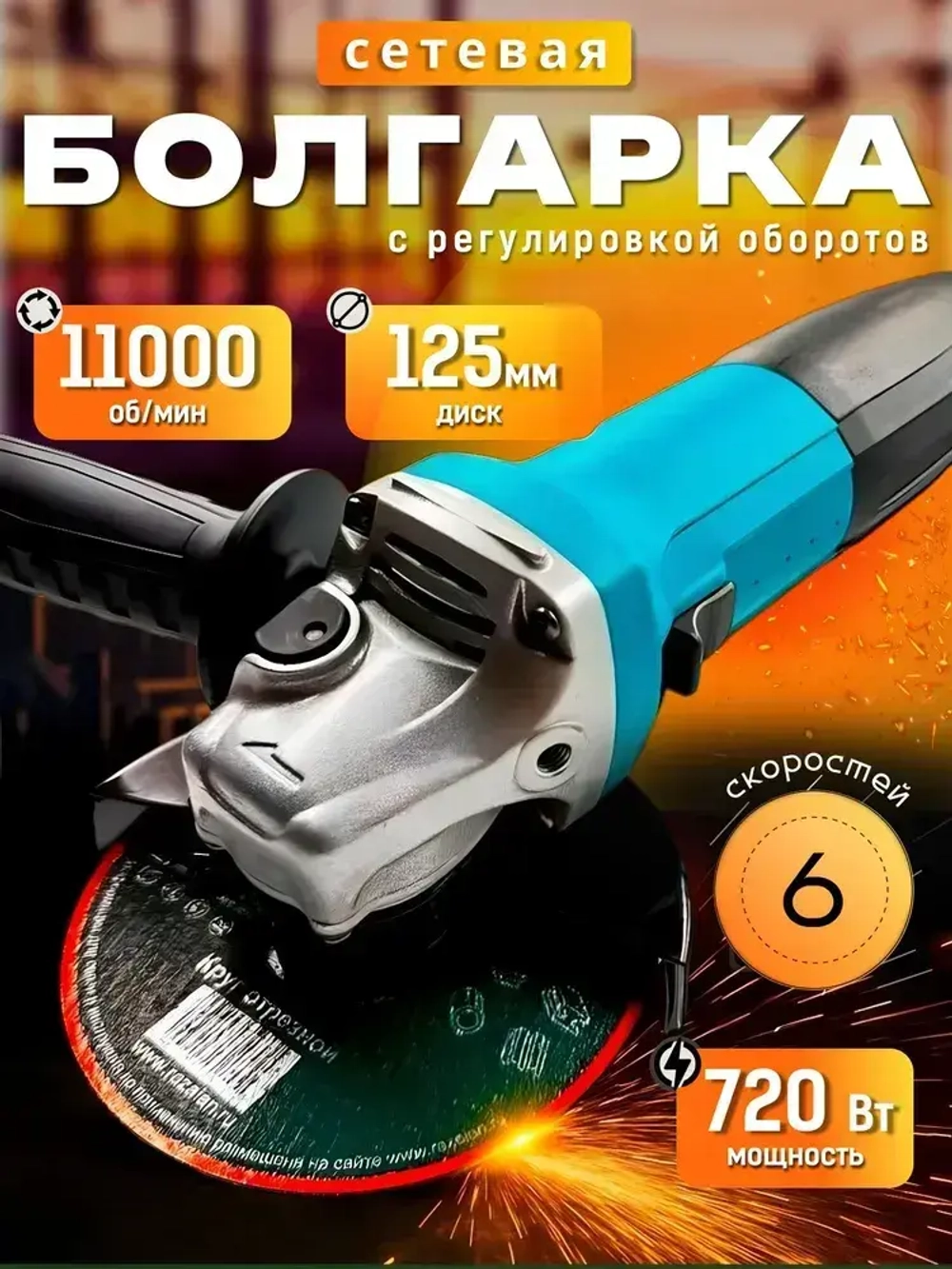 Болгарка 125 с регулировкой оборотов, электрическая, ушм 125 болгарка, шлифовальная машинка/ полировальная