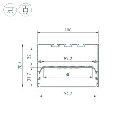 Профиль POWER-W100H70-2000 BLACK (Arlight, Алюминий) 056214