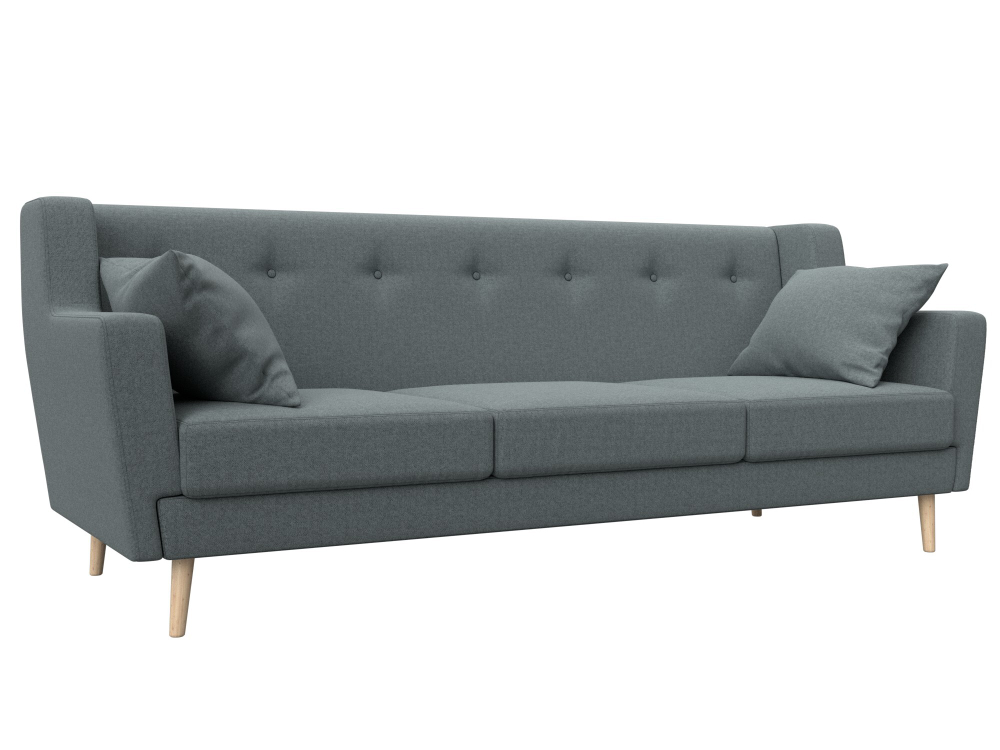 Диван кухонный прямой Брайтон 3, Амур 07 серый, Рогожка, 122451