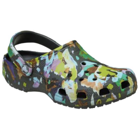 Crocs Classic Painted Floral Clog 'Black'