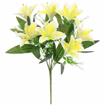 Искусственные цветы «Букет лилий» 35см 7 цветков желтые