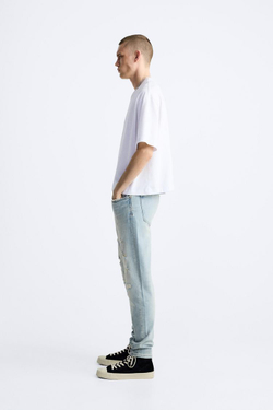 ZARA ДЖИНСЫ SKINNY FIT, ГОЛУБОЙ