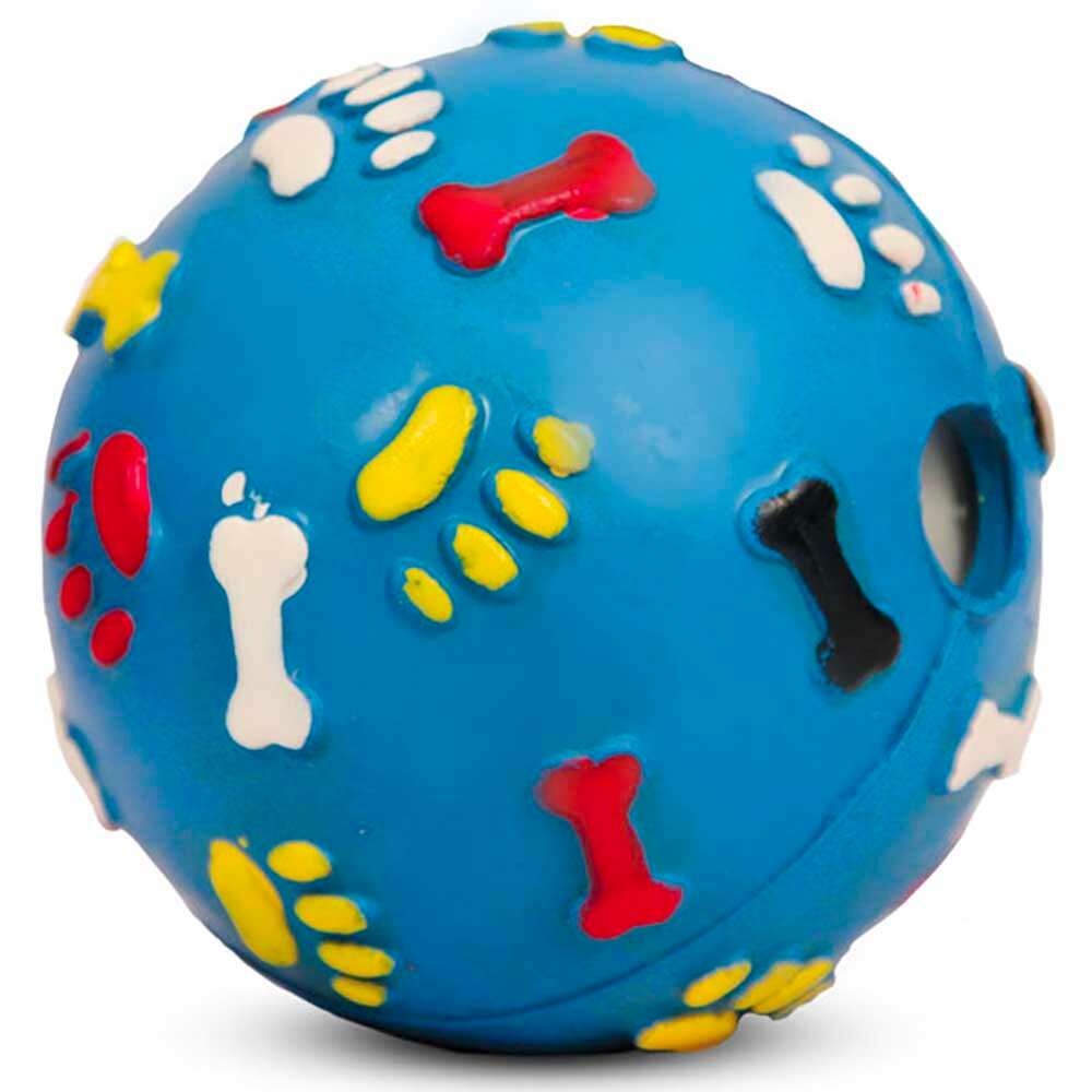 Игрушка "Мяч" (литая резина) с погремушкой "лапки и косточки" - для собак (Triol)