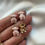 26929 Мишка с эмалью, розово-белый, 16 мм