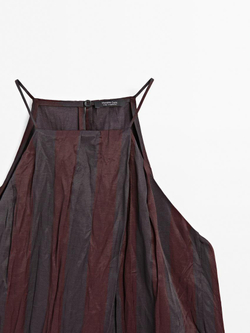 Massimo Dutti Топ из струящейся ткани в полоску с горловиной халтер, бордо