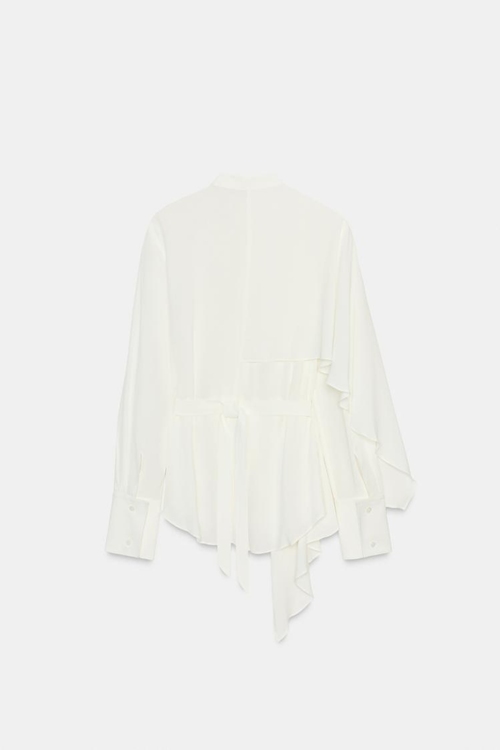 ZARA АСИММЕТРИЧНАЯ РУБАШКА ZW COLLECTION, ЭКРЮ