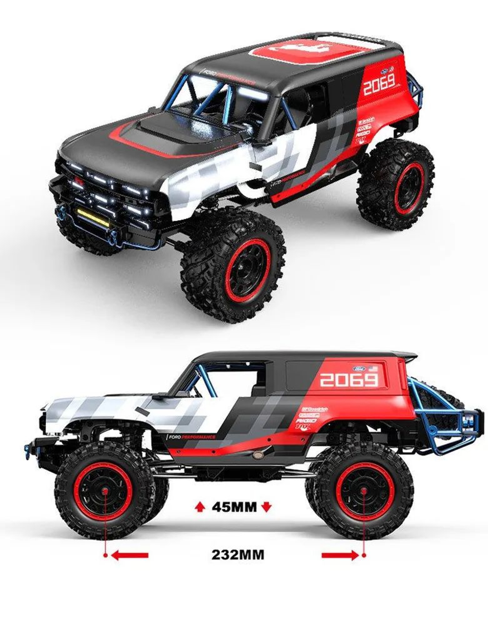 MJX H12P 1/12 , Ford Bronco , RC краулер с бесколлекторным мотором, алюминиевый корпус, металлические амортизаторы и шестерни, RTR