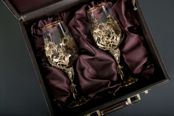 Набор бокалов для вина "Цветок" 2 шт. в подарочном футляре