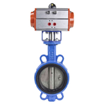 Water Butterfly Valve Elephant st-316l-nbr-elephant-da, body material - carbon steel WCB, disk material - stainless steel AISI 316L, seal - NBR, pneumatic actuator operated