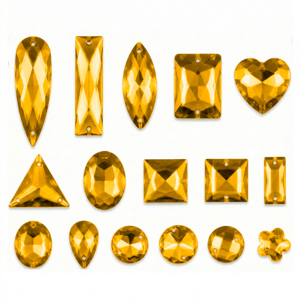 Набор пришивных стеклянных страз “Topaz” (микс форм)