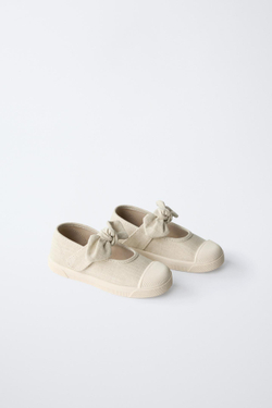 ZARA КЕДЫ С БАНТОМ, ЭКРЮ