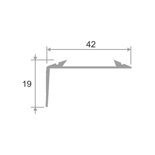 Алюминиевый угловой порог для пола с резиновой вставкой ПО 38х23 (42x19) 2700 мм