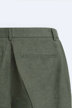 ZARA ШОРТЫ ИЗ 100% ЛЬНА, ХАКИ