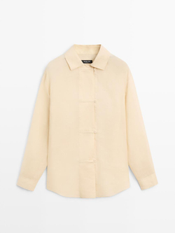 Massimo Dutti Рубашка из 100% струящейся ткани рами, бежевый
