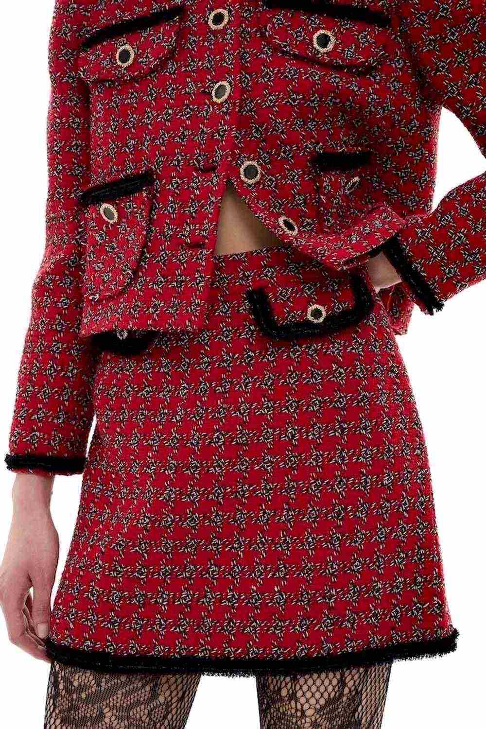 Юбка-мини с накладными карманами красная