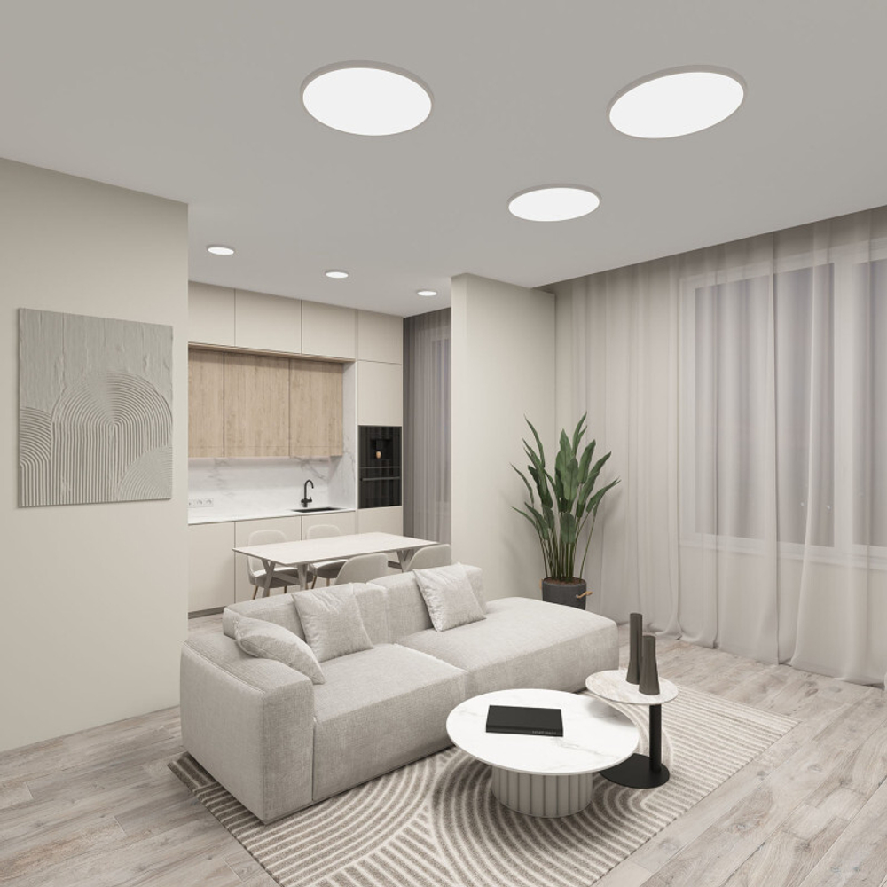 DK6522-WH Накладной светильник THIN, IP40, 36W, 3000K/4000K/6500K, переключатель цветовой температуры на корпусе, белый, полимер