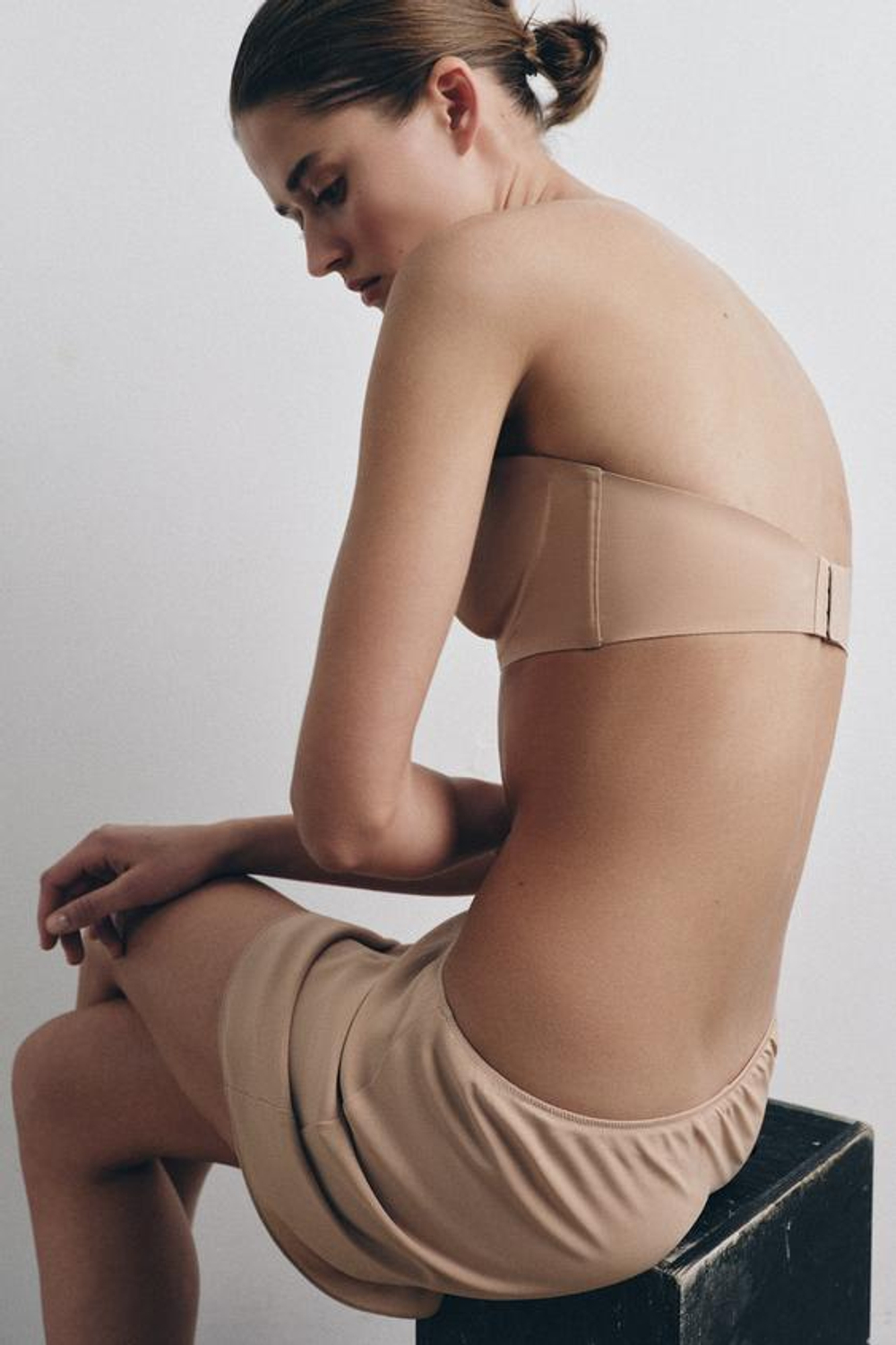 ZARA МИНИ-ЮБКА-ЧЕХОЛ, ТЕЛЕСНО-РОЗОВЫЙ