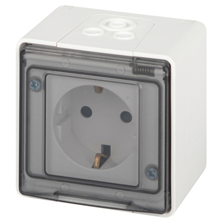 Розетка ЭРА Эксперт 11-2502-01 с заземлением крышкой 2P+E IP55 шторки 16A-250В ОУ белый