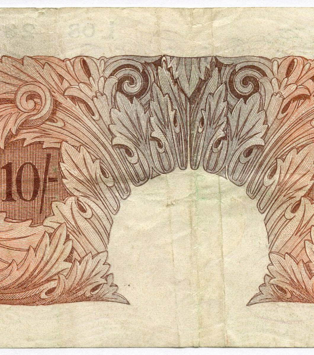 Банкнота Англия 10 шиллингов 1929 год L08 281252 (подпись B.G.Catterns). VF (Очень редкая)