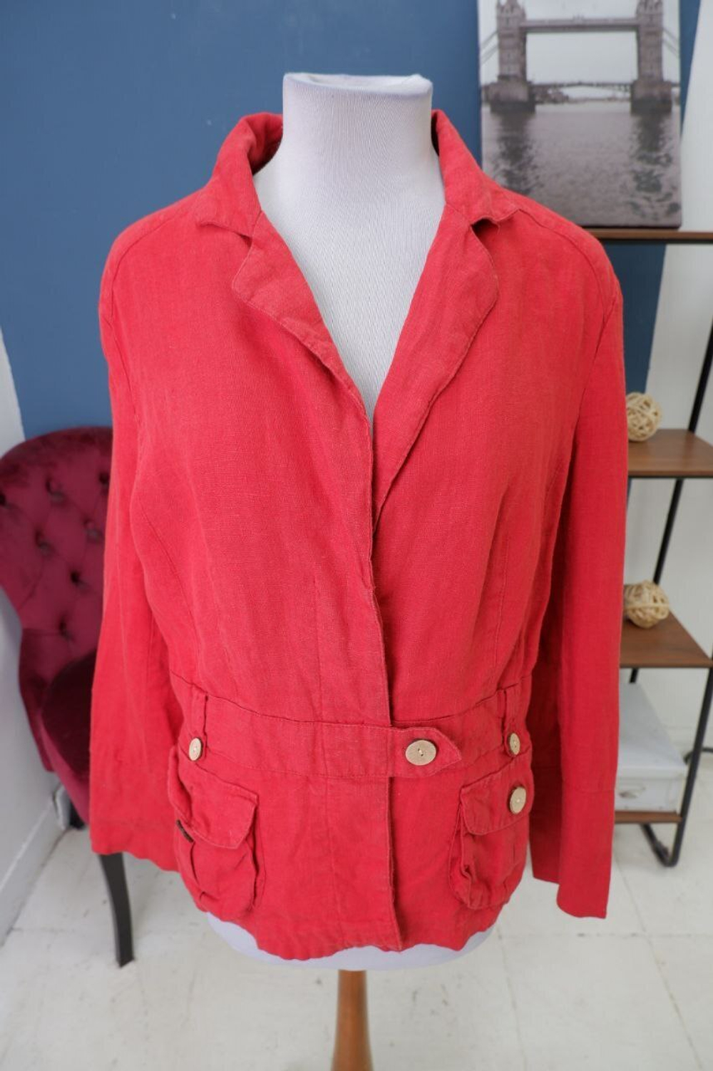 Жакет ЕвроСтиль яркий льняной 50 размер