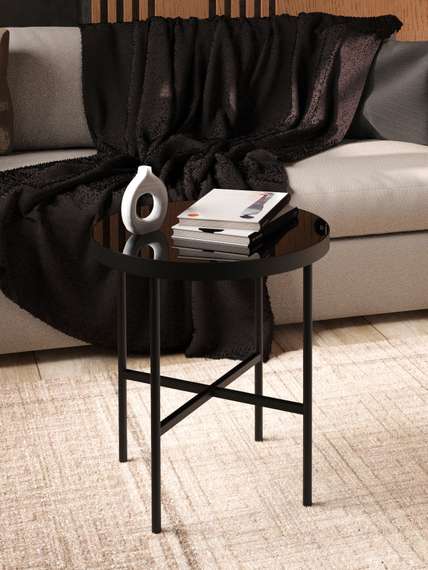 Стол журнальный МеталлАрт М011 стемалит черный/черный