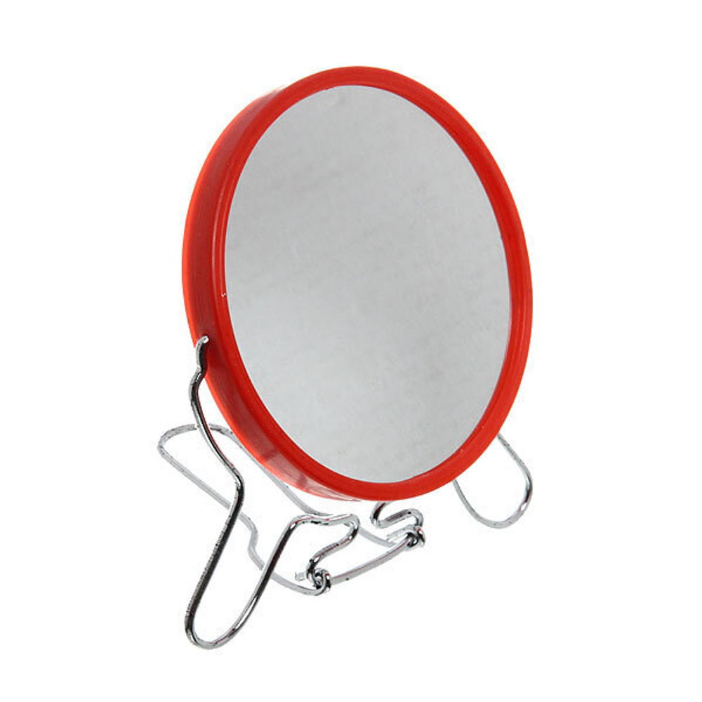 Зеркало настольное в пластиковой оправе «Практика» круг, подвесное, двухстороннее d-9,5см