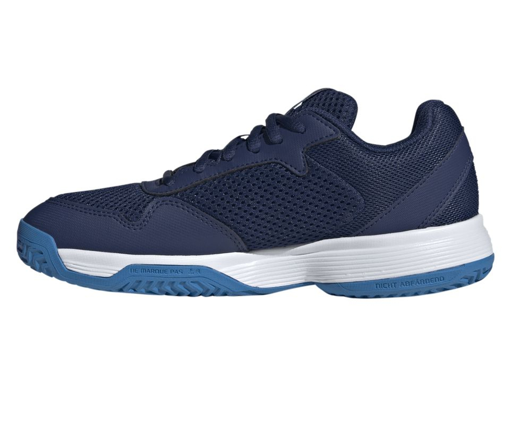Детские Кроссовки теннисные  Adidas Courtflash K - dark blue/cloud white/bright blue