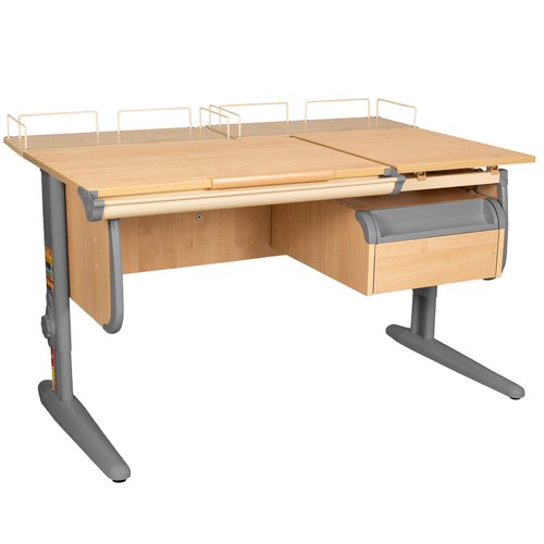 Растущая парта Дэми СУТ 25 с задними полками СУТ.15.210 и навесной тумбой (1200×880 мм)