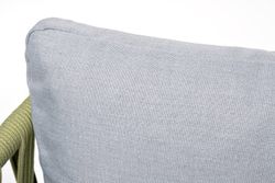 "Диего" диван 2-местный плетеный из роупа, каркас алюминий светло-серый (RAL7035) муар, роуп салатовый меланж круглый, ткань светло-серая