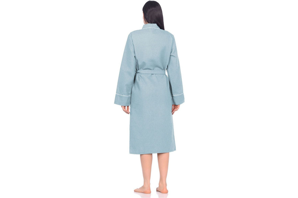 Халат вафельный Home One с кантом голубой 58