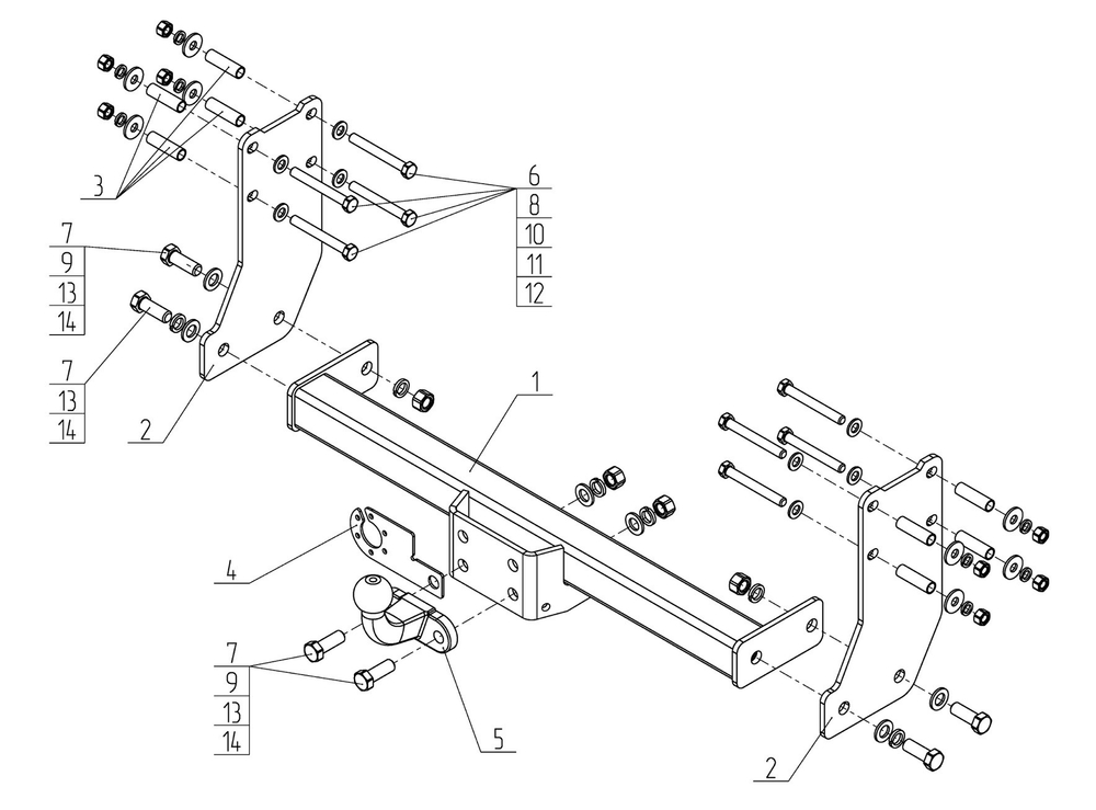 Фаркоп для Ford Transit шасси 2000-2014 Тип шара: F. Нагрузки: 3000/120 кг, FD 34