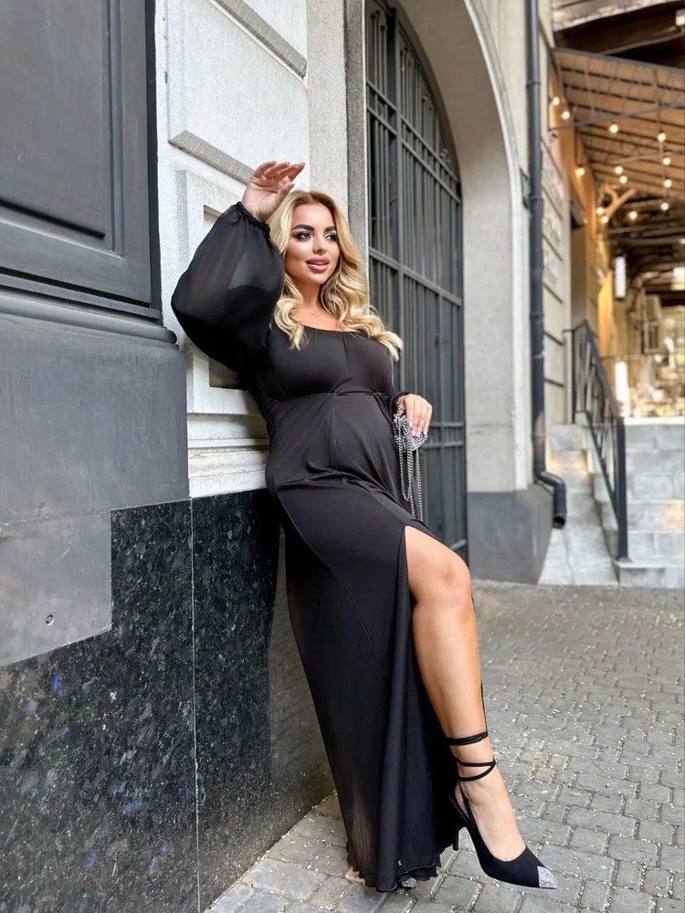 Платье с разрезом УК-1118-1 Фабрика Моды